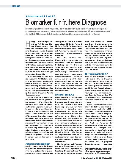 Vorschauseite 1: Alzheimerkrankheit, MS und ALS: Biomarker für frühere Diagnose