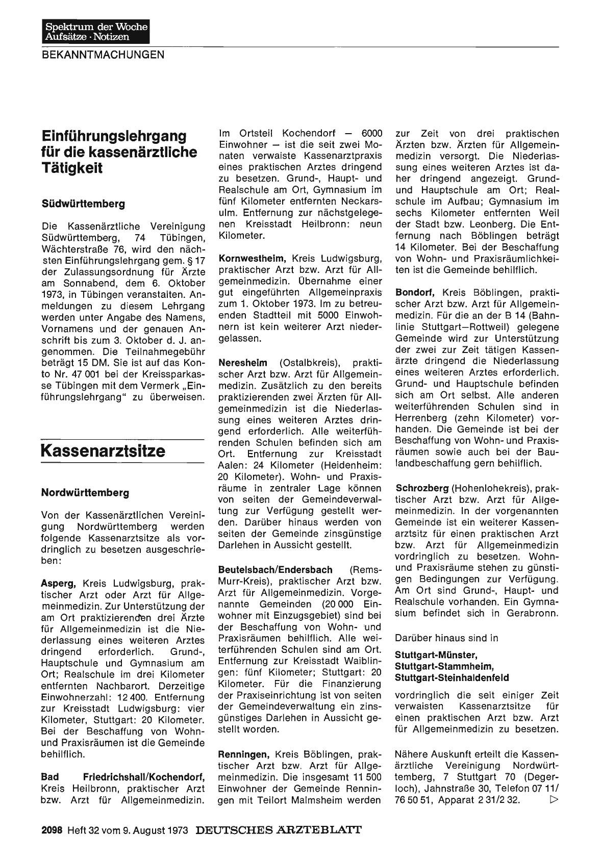 Vorschauseite 1: Kassenarztsitze