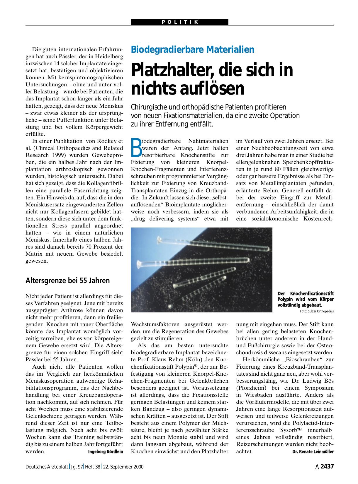 Vorschauseite 1: Biodegradierbare Materialien: Platzhalter, die sich in nichts auflösen