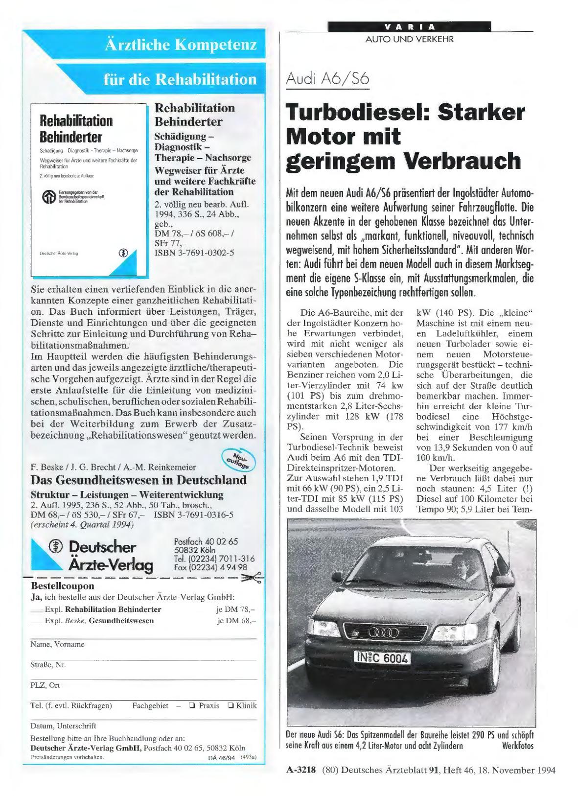 Vorschauseite 1: Audi A6/S6 Turbodiesel: Starker Motor mit geringem Verbrauch