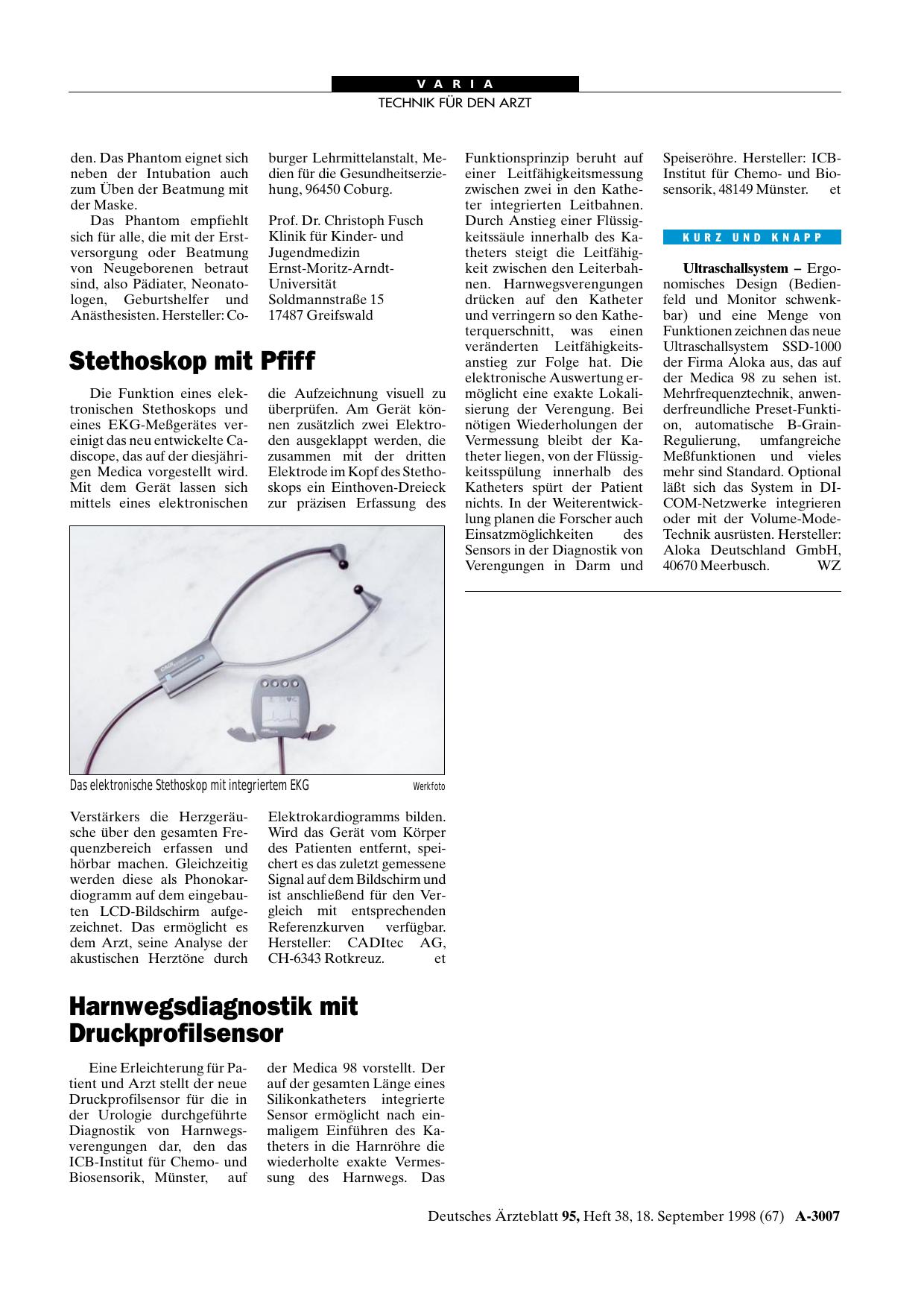 Vorschauseite 1: Ultraschallsystem