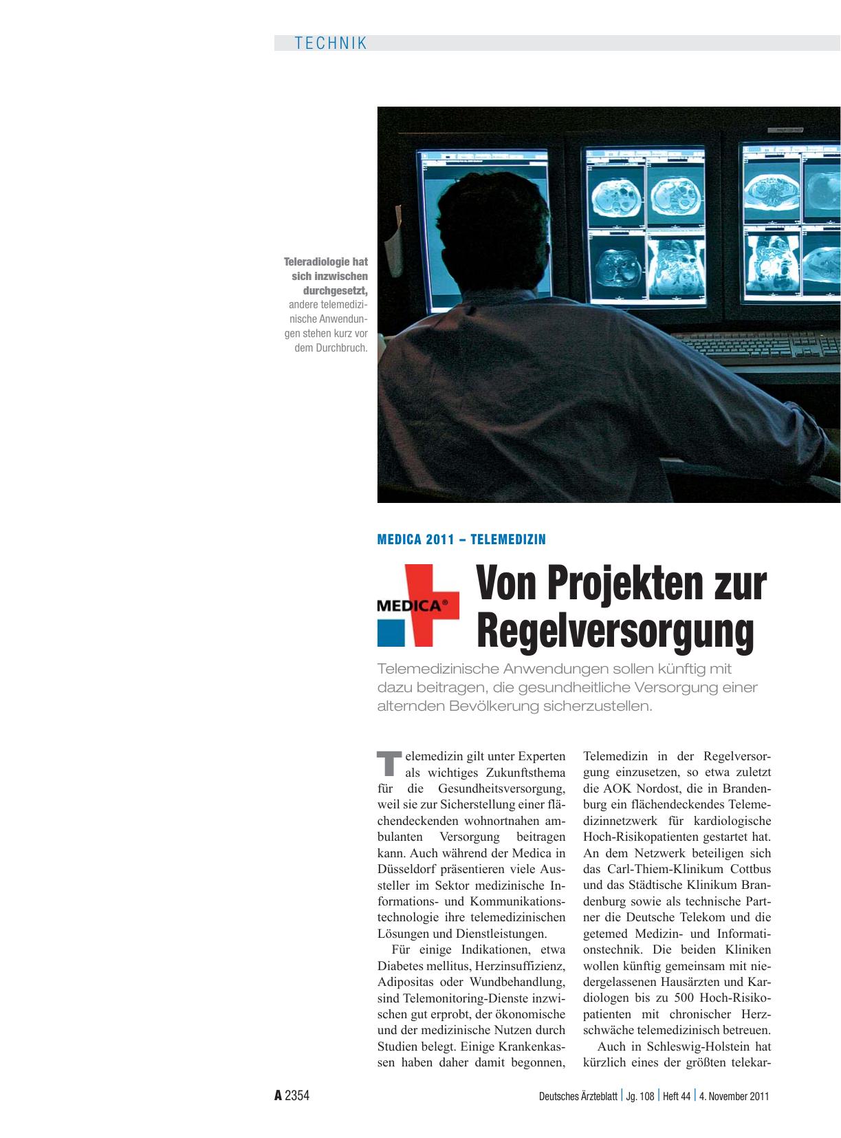 Vorschauseite 1: Medica 2011 – Telemedizin: Von Projekten zur Regelversorgung