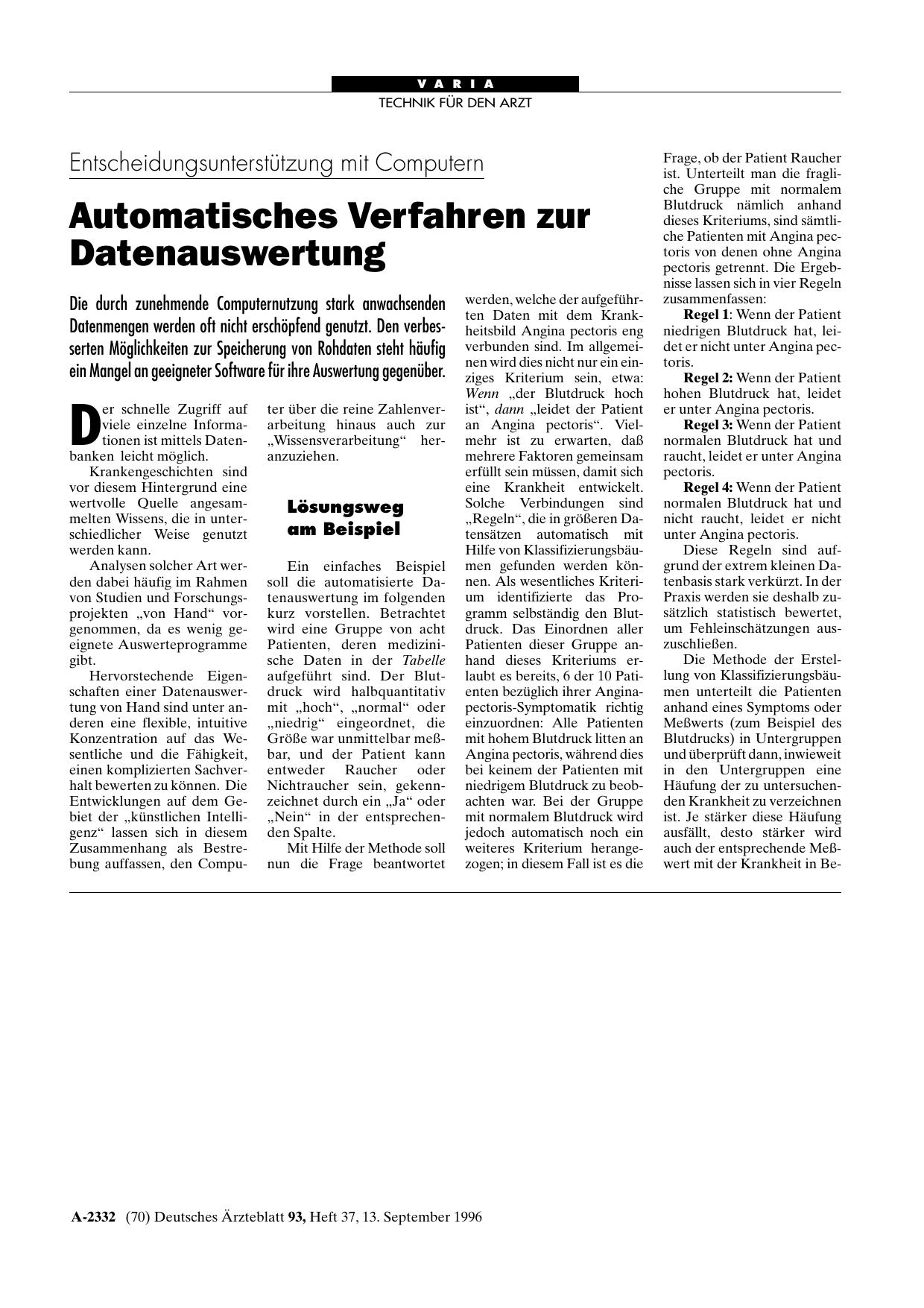 Vorschauseite 1: Entscheidungsunterstützung mit Computern: Automatisches Verfahren zur Datenauswertung