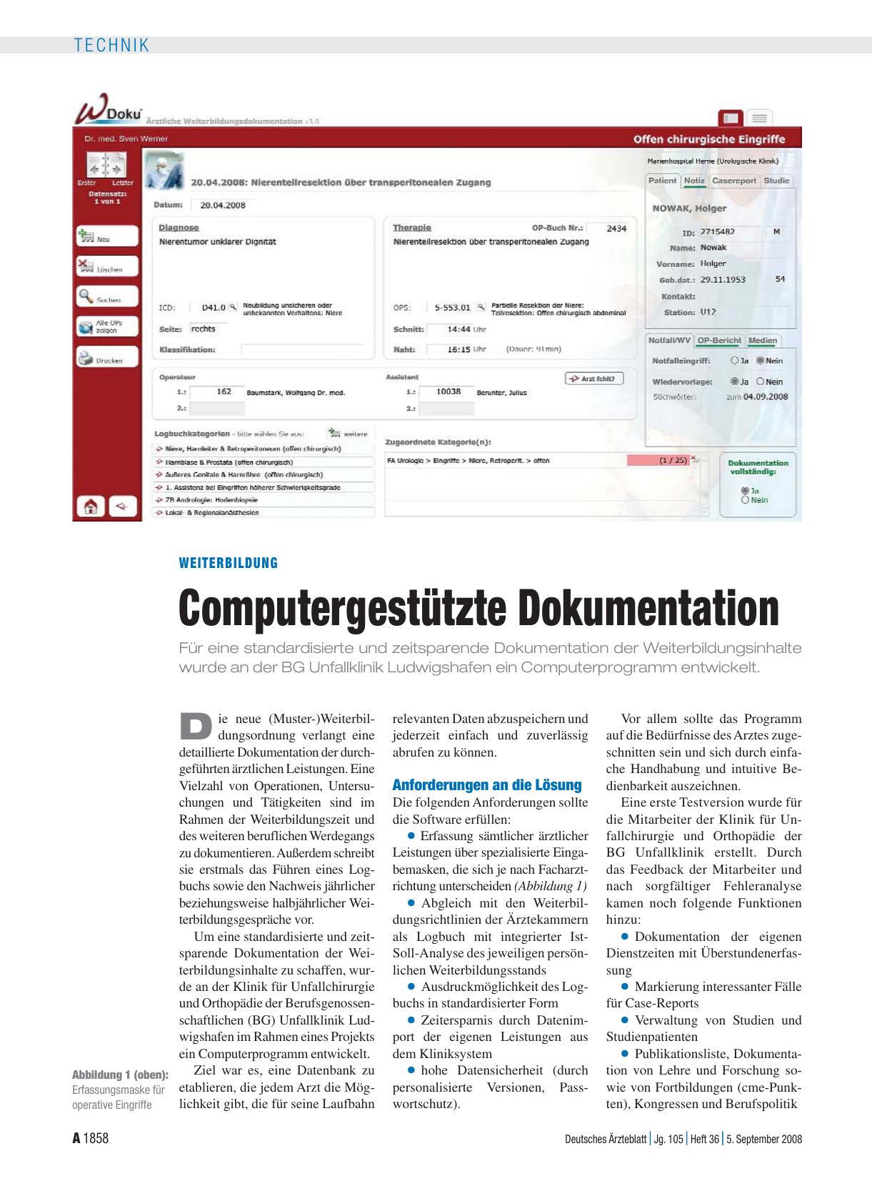 Vorschauseite 1: Weiterbildung: Computergestützte Dokumentation