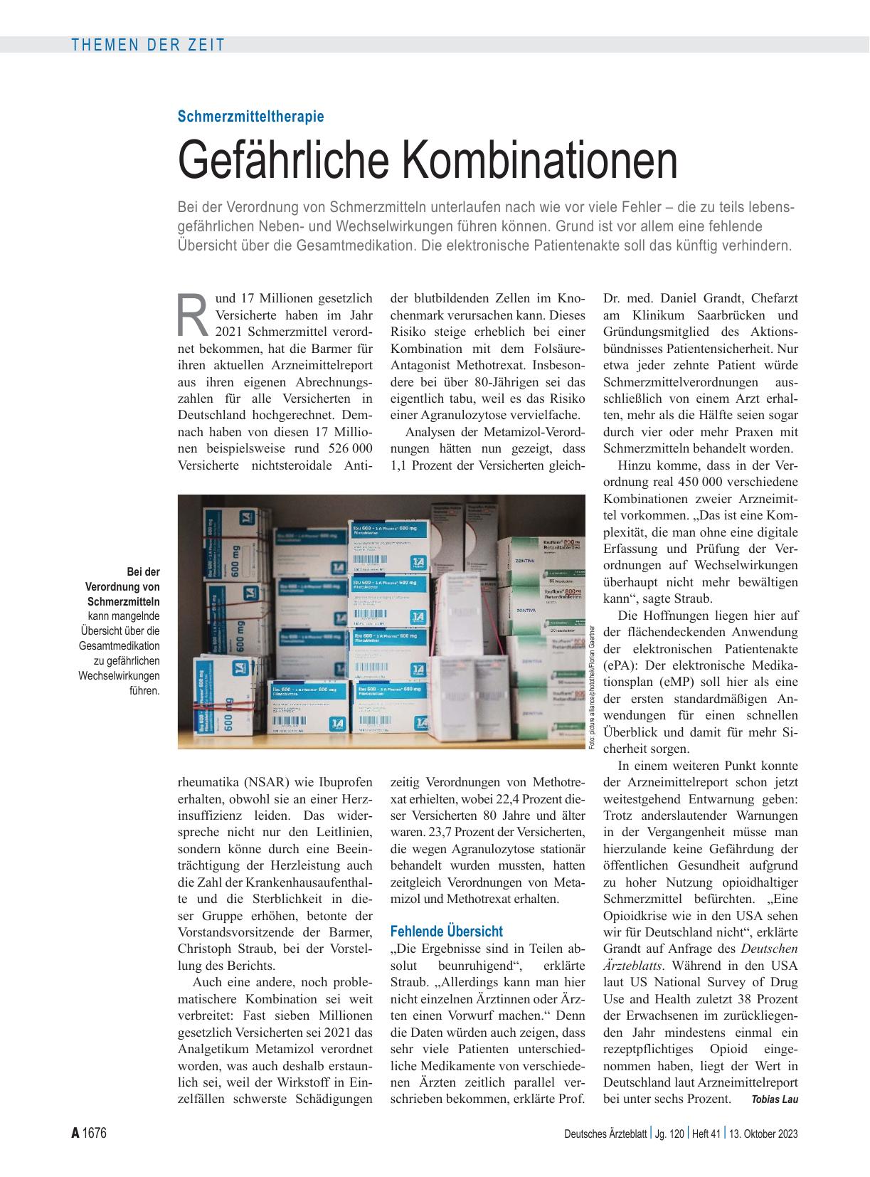 Vorschauseite 1: Schmerzmitteltherapie: Gefährliche Kombinationen