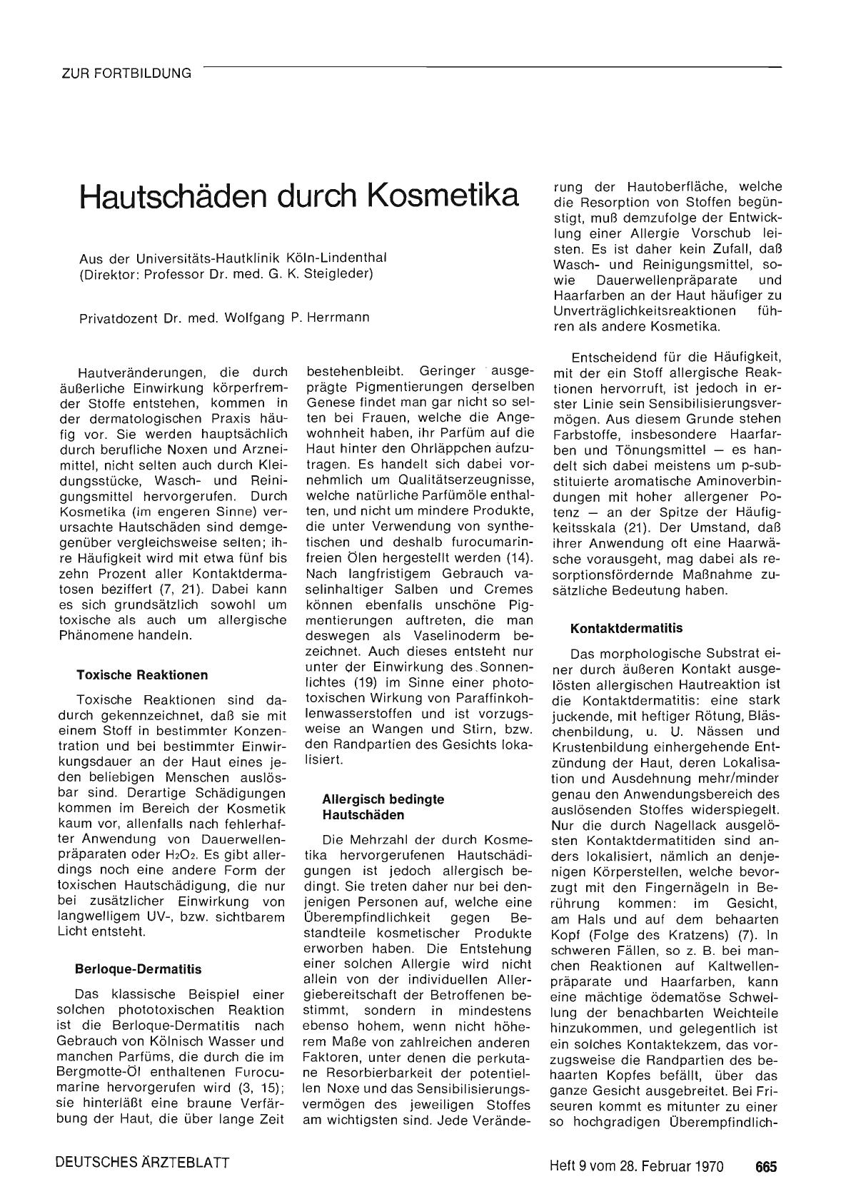 Vorschauseite 1: Hautschäden durch Kosmetika
