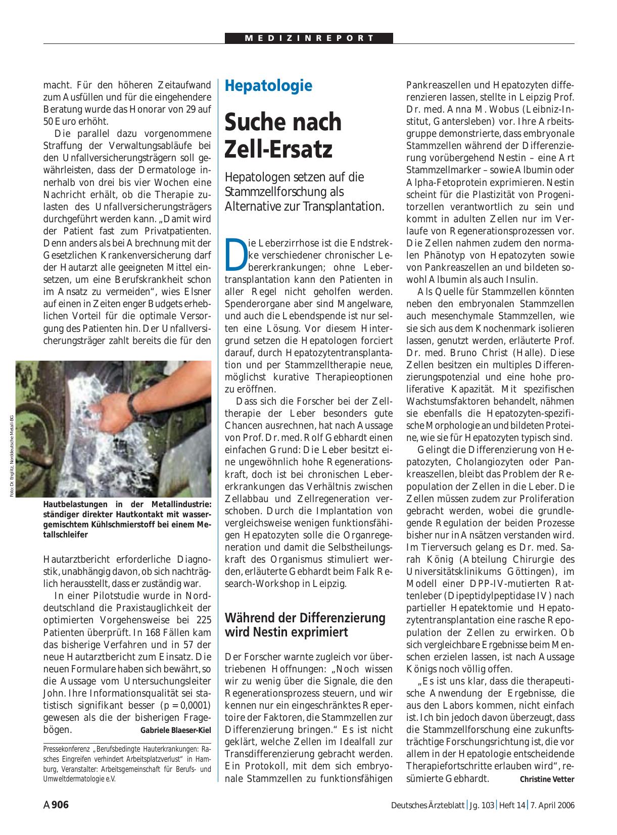 Vorschauseite 1: Hepatologie: Suche nach Zell-Ersatz