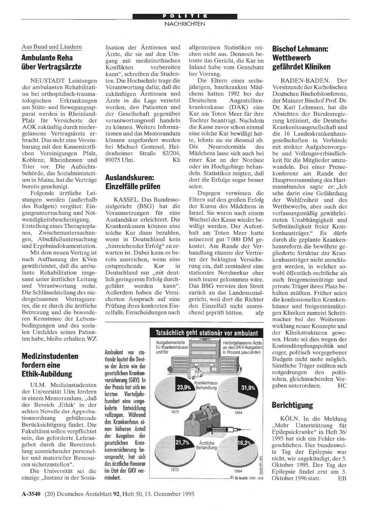 Vorschauseite 1: Medizinstudenten fordern eine Ethik-Aubildung