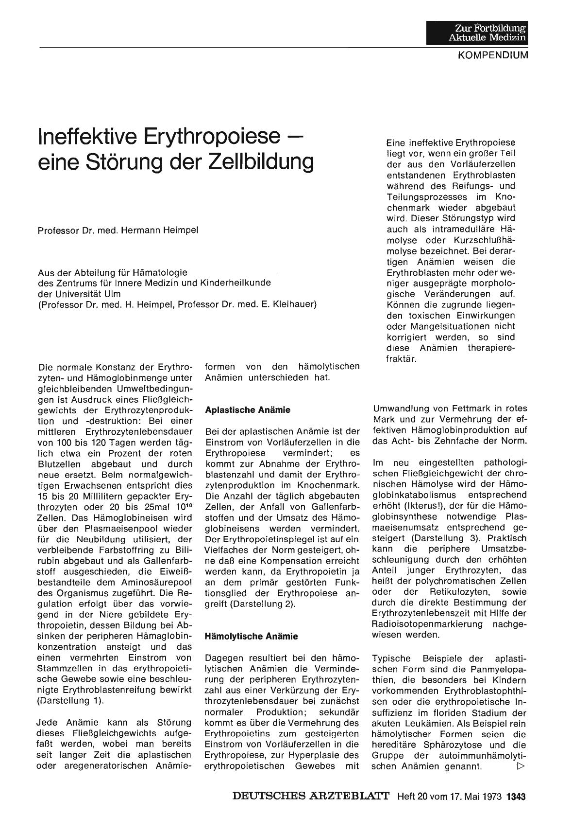 Vorschauseite 1: Ineffektive Erythropoiese — eine Störung der Zellbildung