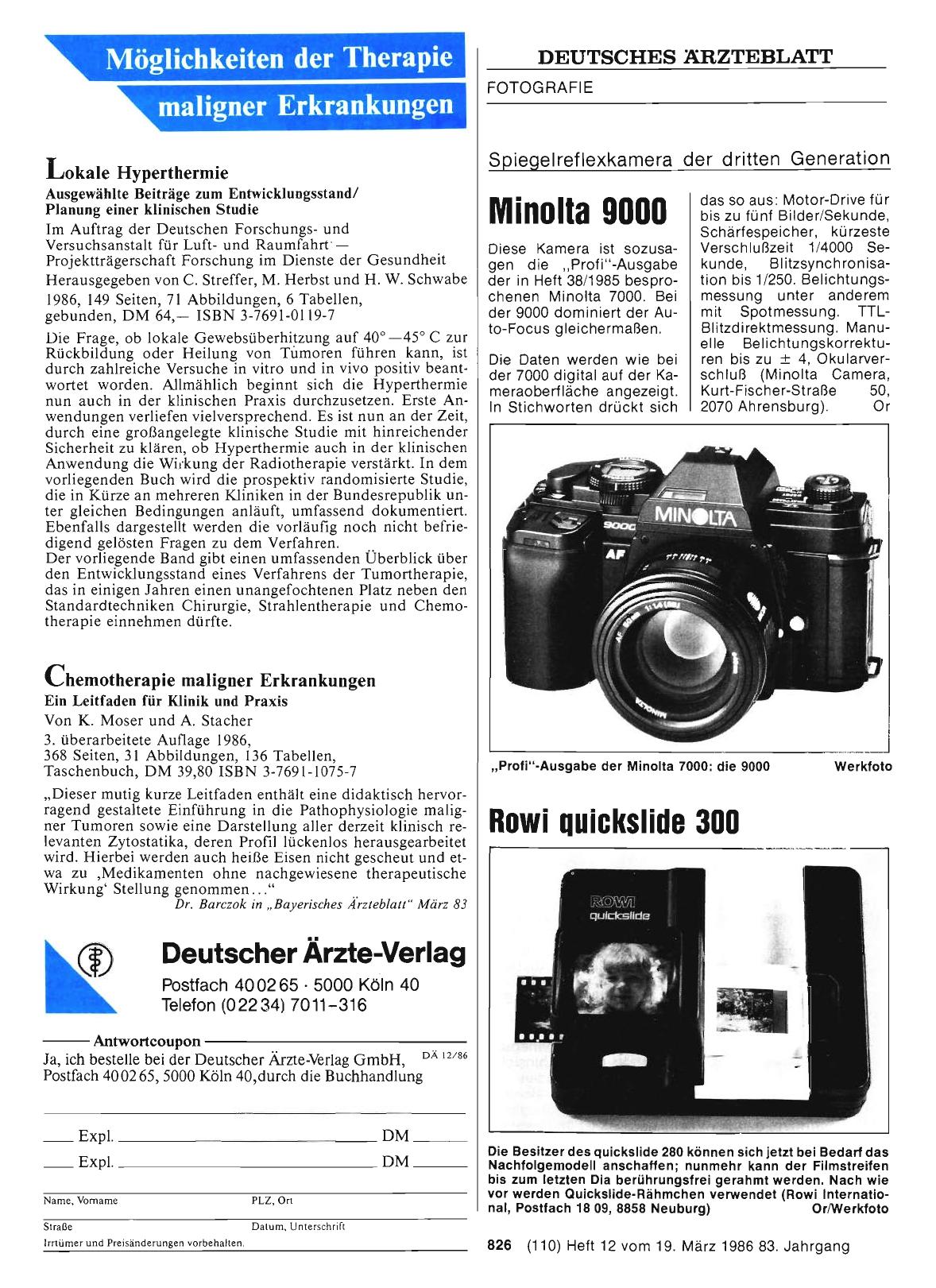 Vorschauseite 1: Spiegelreflexkamera der dritten Generation: Minolta 9000