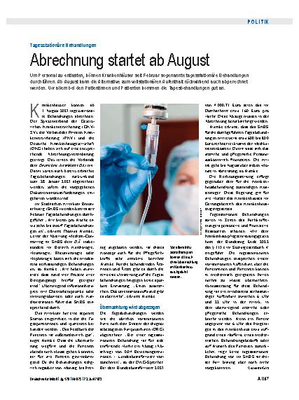 Vorschauseite 1: Tagesstationäre Behandlungen: Abrechnung startet ab August