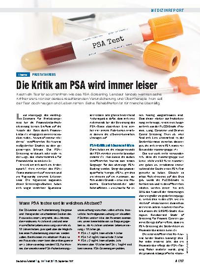 Vorschauseite 1: Prostatakrebs: Die Kritik am PSA wird immer leiser