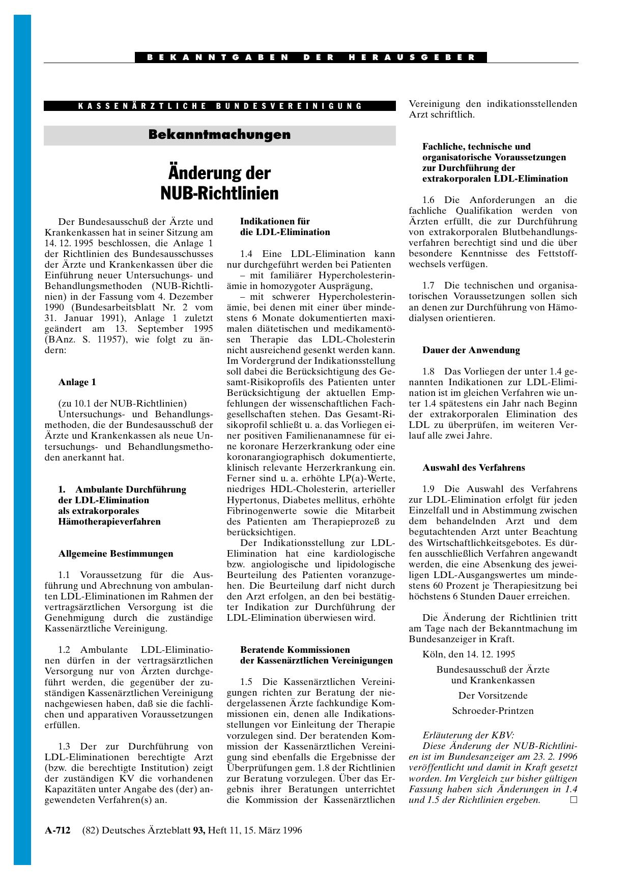 Vorschauseite 1: Bekanntmachungen: Änderung der NUB-Richtlinien