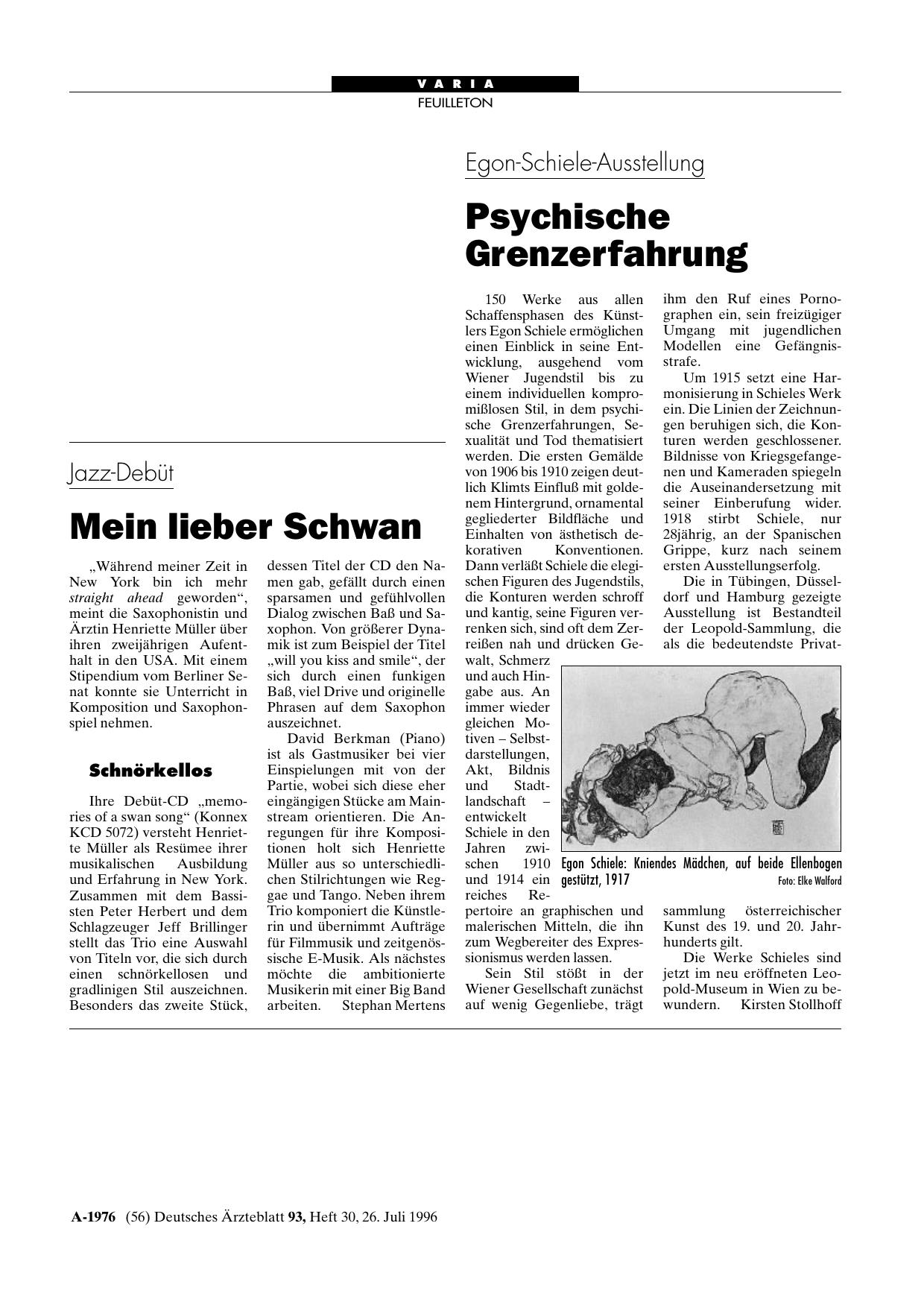 Vorschauseite 1: Jazz-Debüt: Mein lieber Schwan