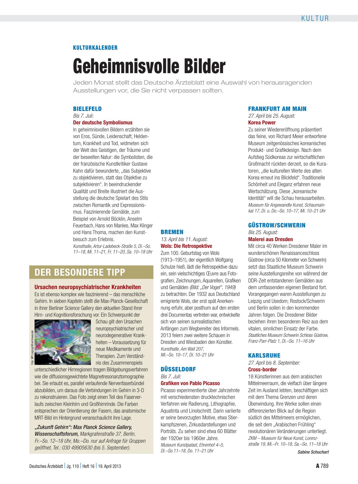 Vorschauseite 1: Kulturkalender: Geheimnisvolle Bilder