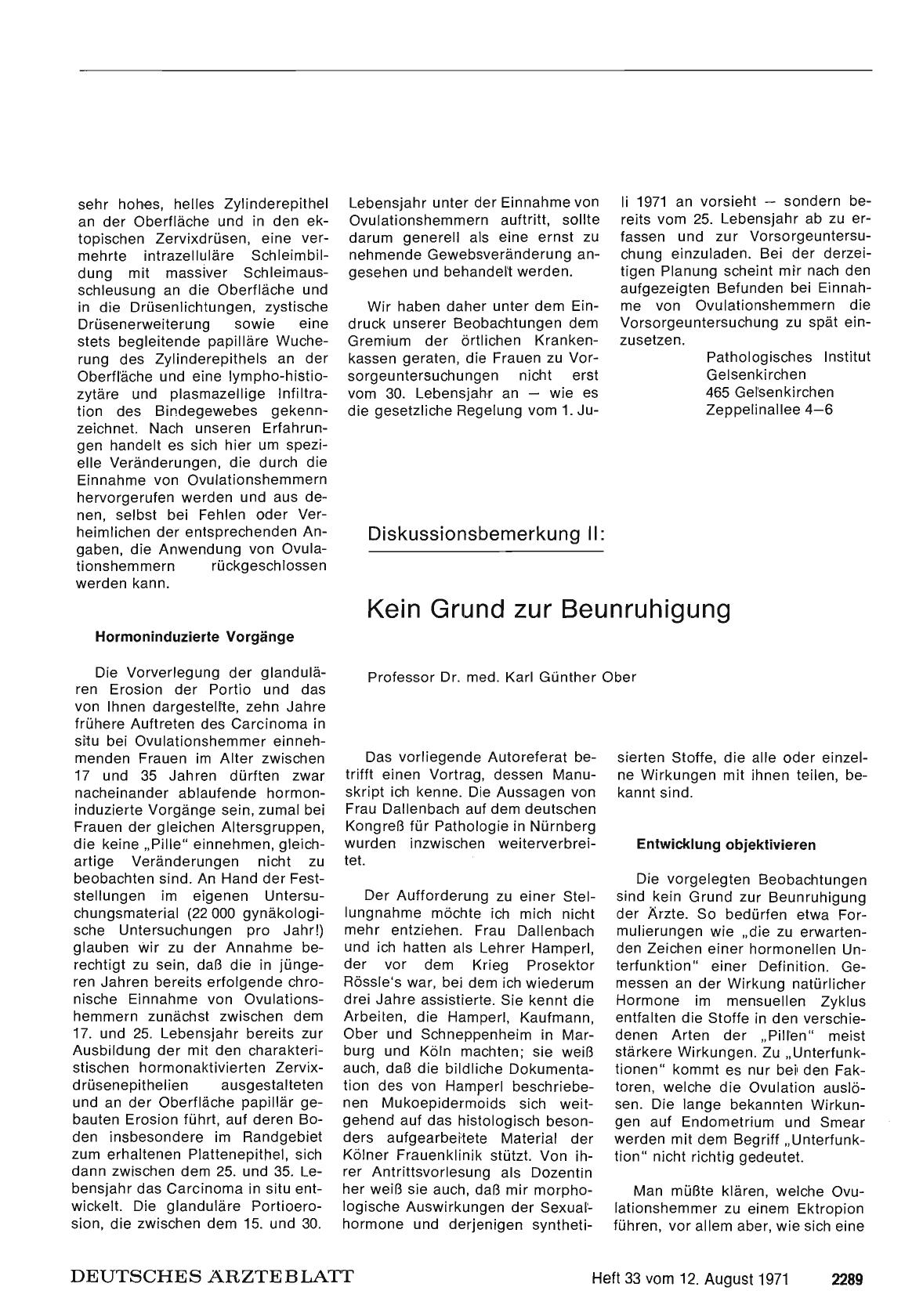 Vorschauseite 1: Diskussionsbemerkung II: Kein Grund zur Beunruhigung