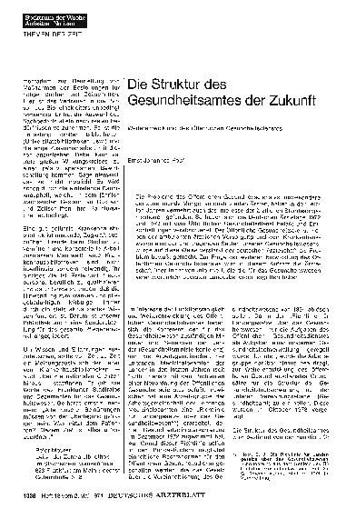 Vorschauseite 1: Die Struktur des Gesundheitsamtes der Zukunft