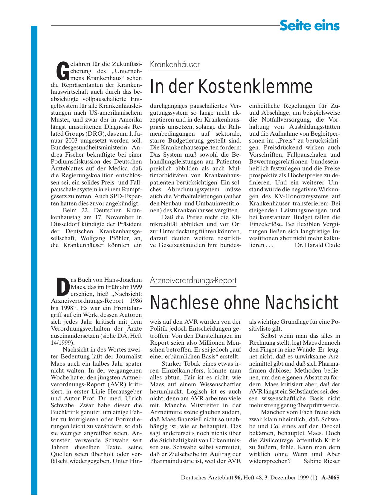Vorschauseite 1: Arzneiverordnungs-Report: Nachlese ohne Nachsicht