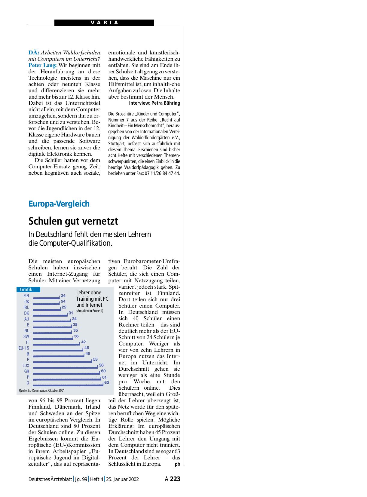 Vorschauseite 1: Europa-Vergleich: Schulen gut vernetzt