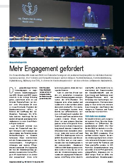 Vorschauseite 1: Gesundheitspolitik: Mehr Engagement gefordert