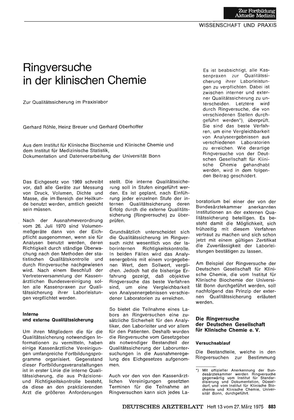 Vorschauseite 1: Ringversuche in der klinischen Chemie