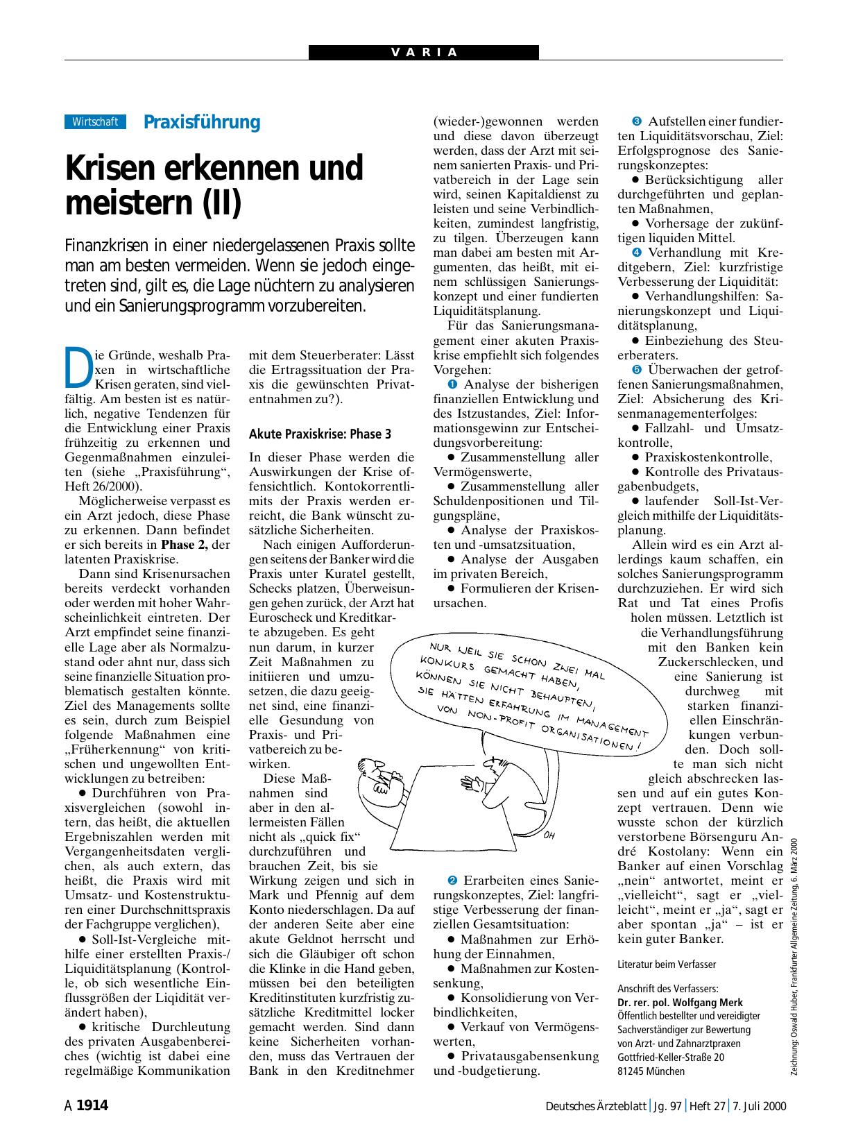 Vorschauseite 1: Praxisführung: Krisen erkennen und meistern (II)