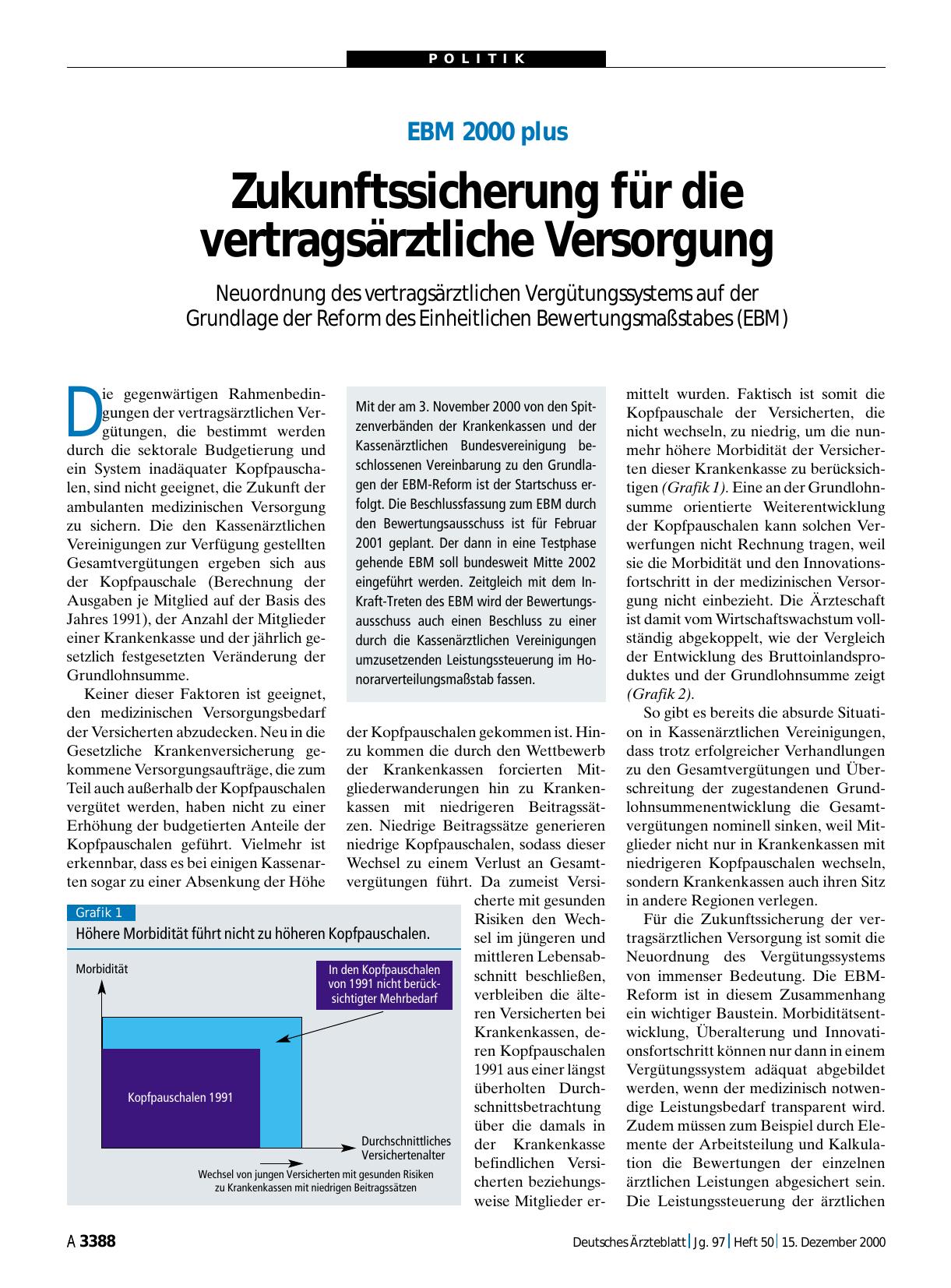 Vorschauseite 1: EBM 2000 plus: Zukunftssicherung für die vertragsärztliche Versorgung