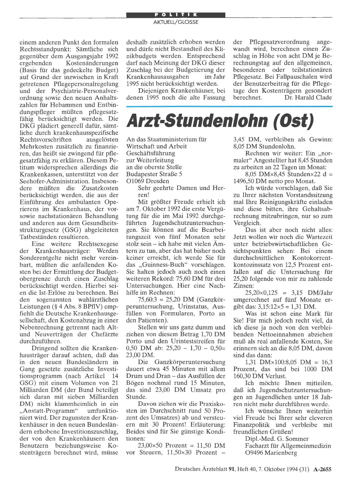 Vorschauseite 1: Arzt-Stundenlohn (Ost)