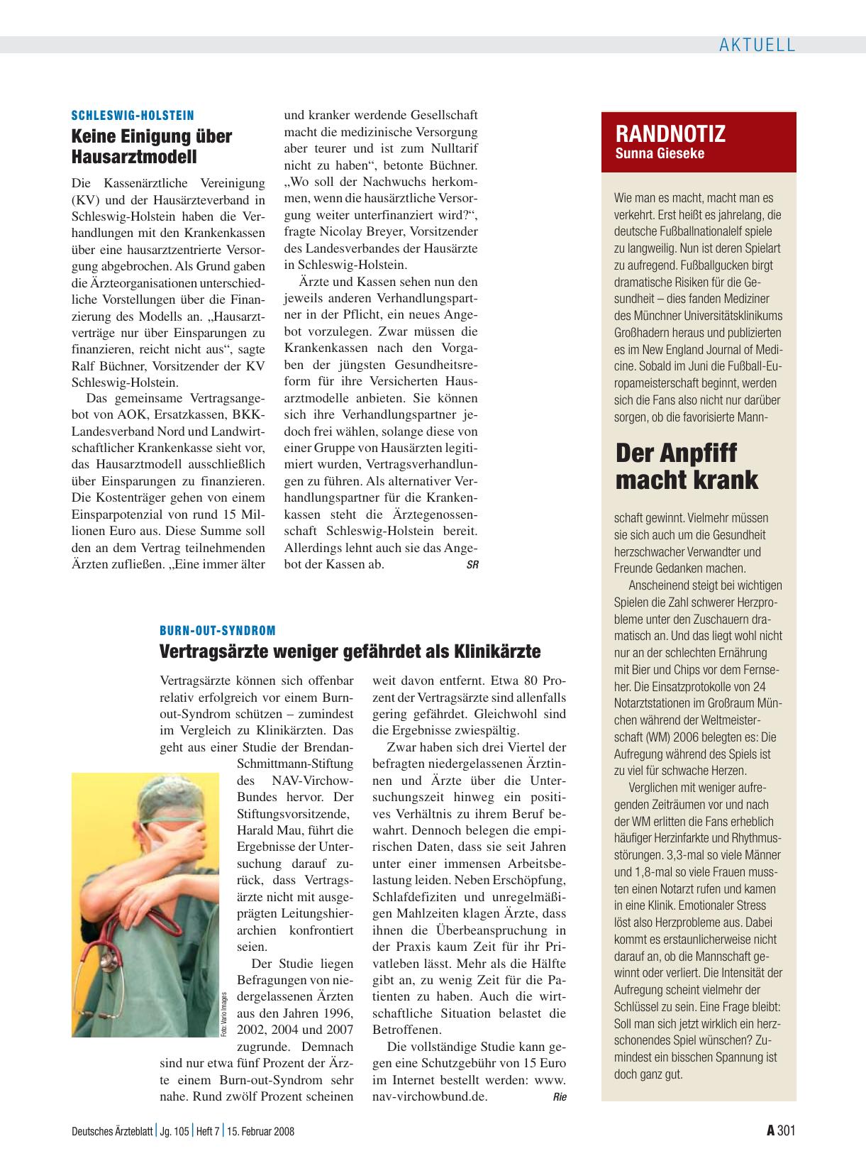 Vorschauseite 1: Randnotiz: Der Anpfiff macht krank