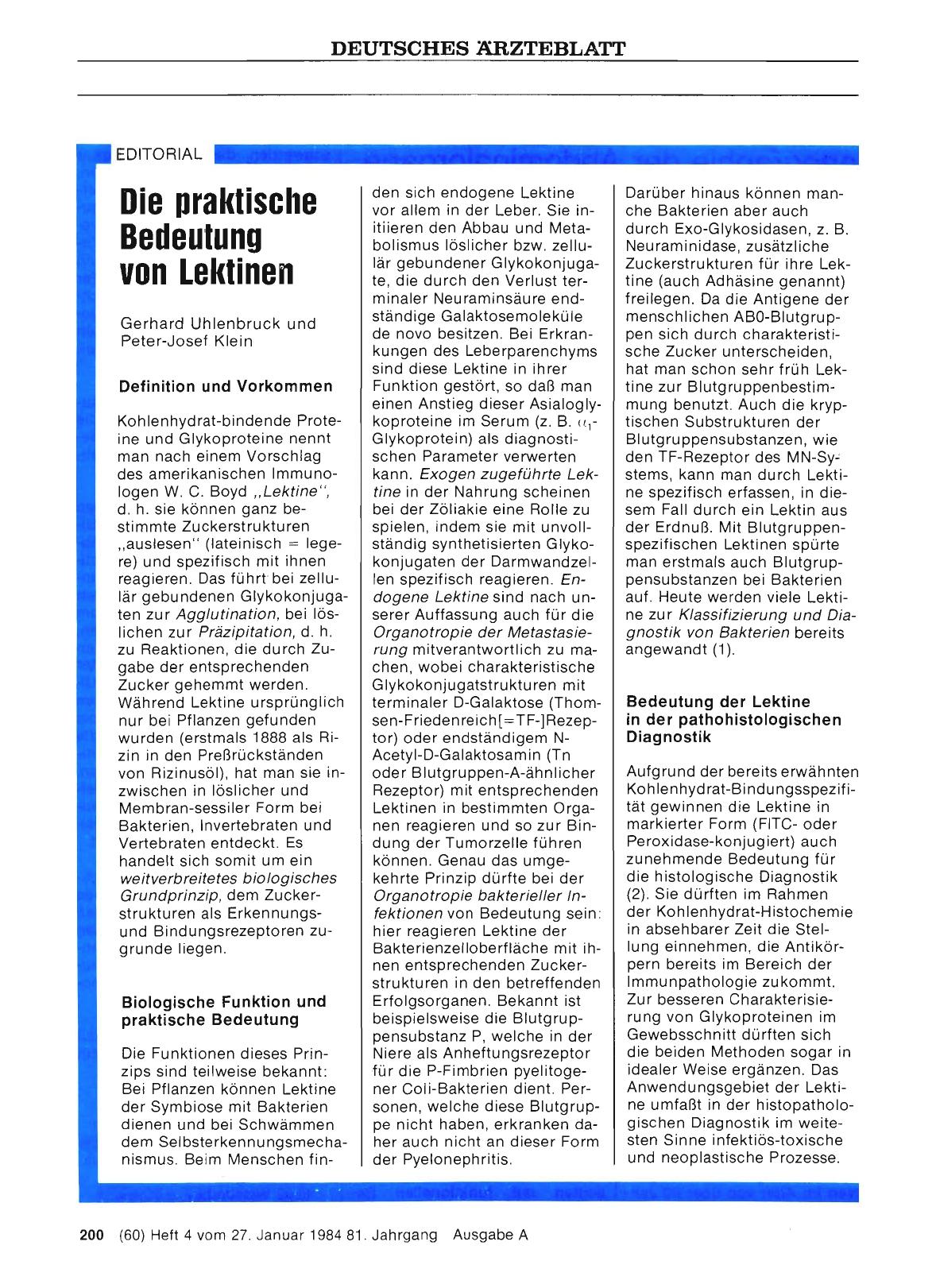 Vorschauseite 1: Die praktische Bedeutung von Lektinen