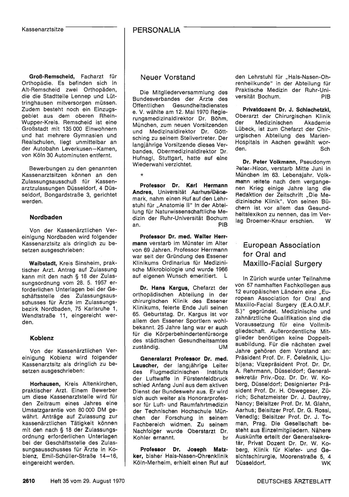 Vorschauseite 1: Professor Dr. Karl Hermann Andres / Professor Dr. med. Walter Herrman / Dr. Hans Kargus / Generalarzt Professor Dr. med. Lauscher / Generalarzt Professor Dr. med. Lauscher / Dr. P…