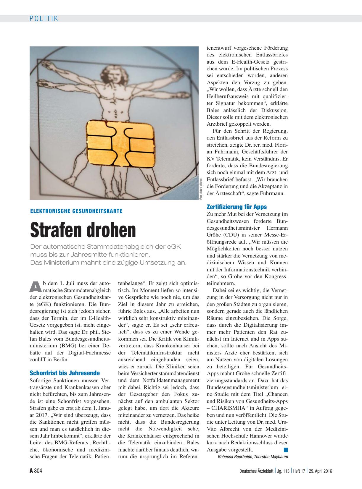 Vorschauseite 1: Elektronische Gesundheitskarte: Strafen drohen
