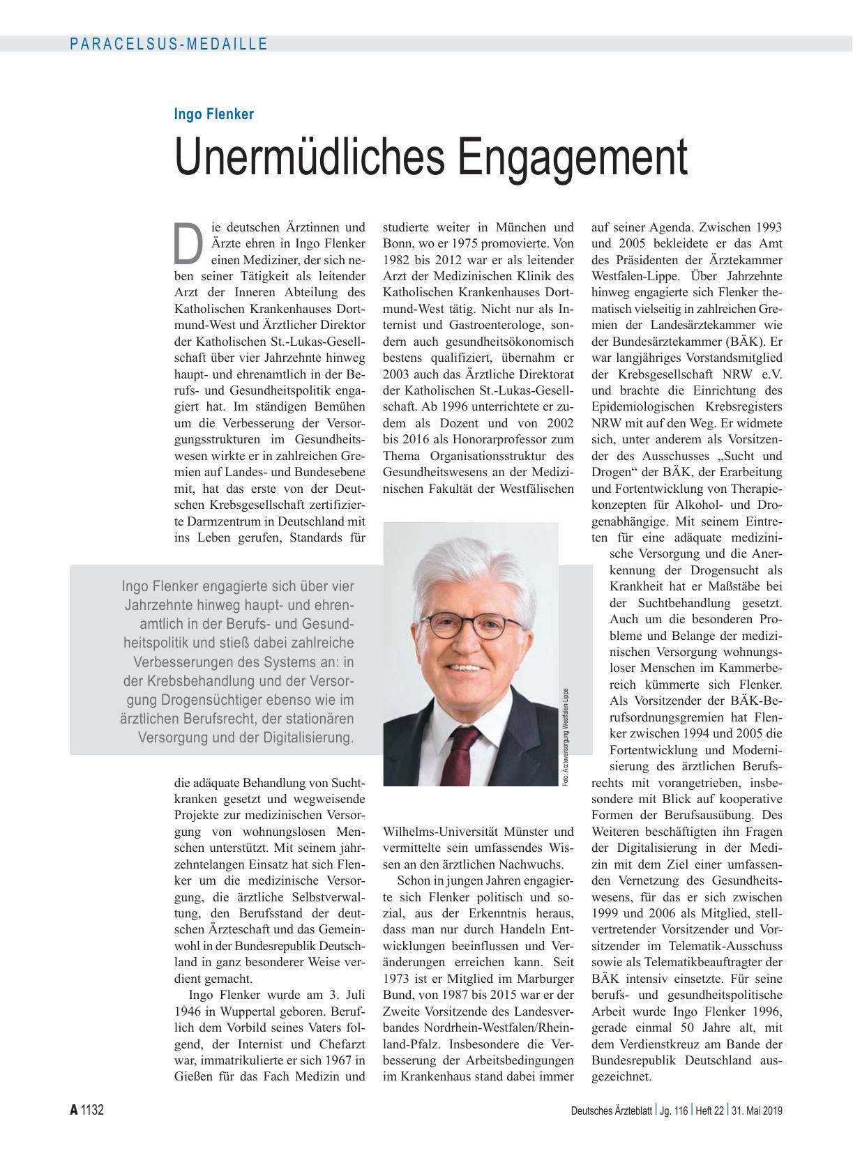 Vorschauseite 1: Ingo Flenker: Unermüdliches Engagement