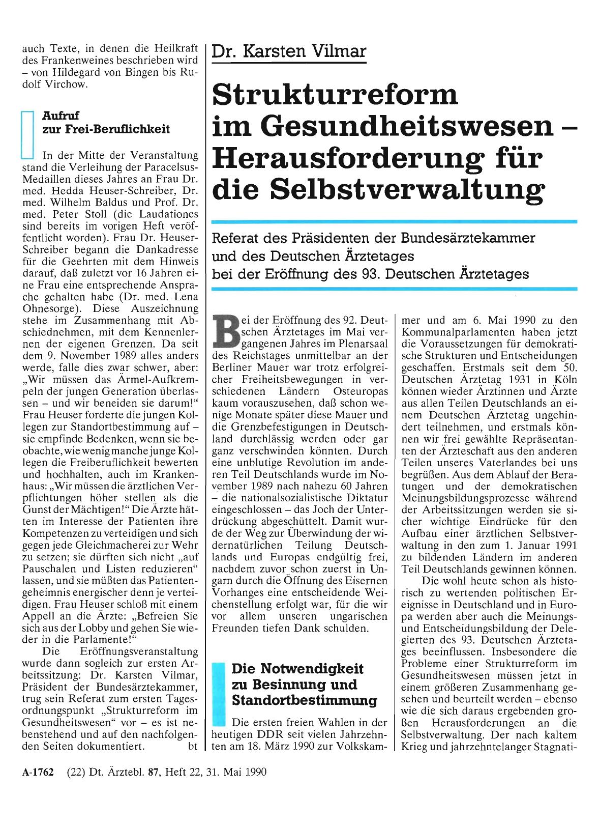 Vorschauseite 1: Strukturreform im Gesundheitswesen Herausforderung für die Selbstverwaltung