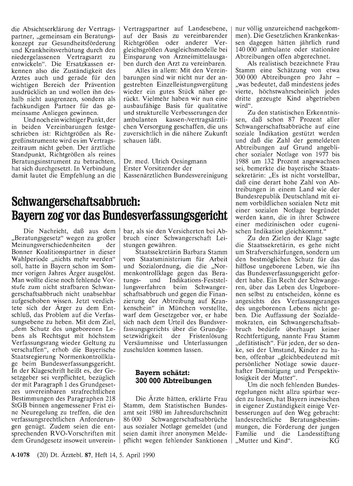 Vorschauseite 1: Schwangerschaftsabbruch: Bayern zog vor das Bundesverfassungsgericht