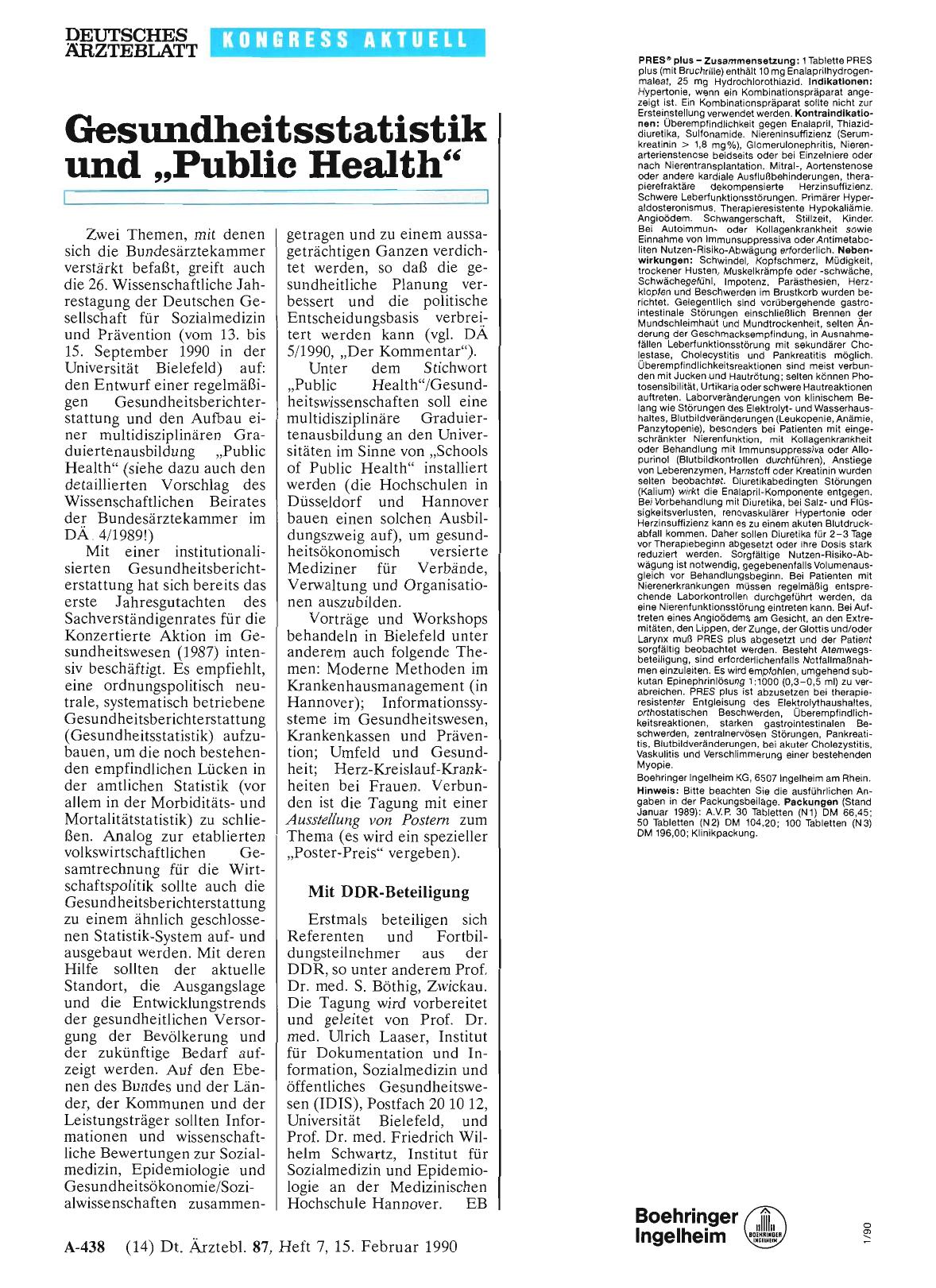 Vorschauseite 1: Gesundheitsstatistik und „Public Health“