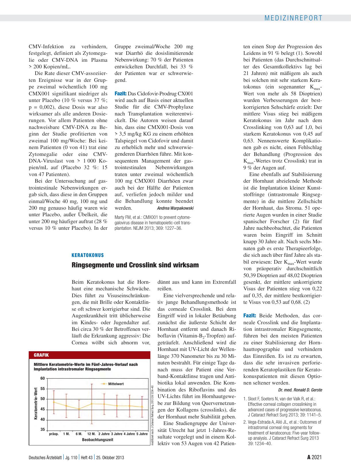Vorschauseite 1: Keratokonus: Ringsegmente und Crosslink sind wirksam