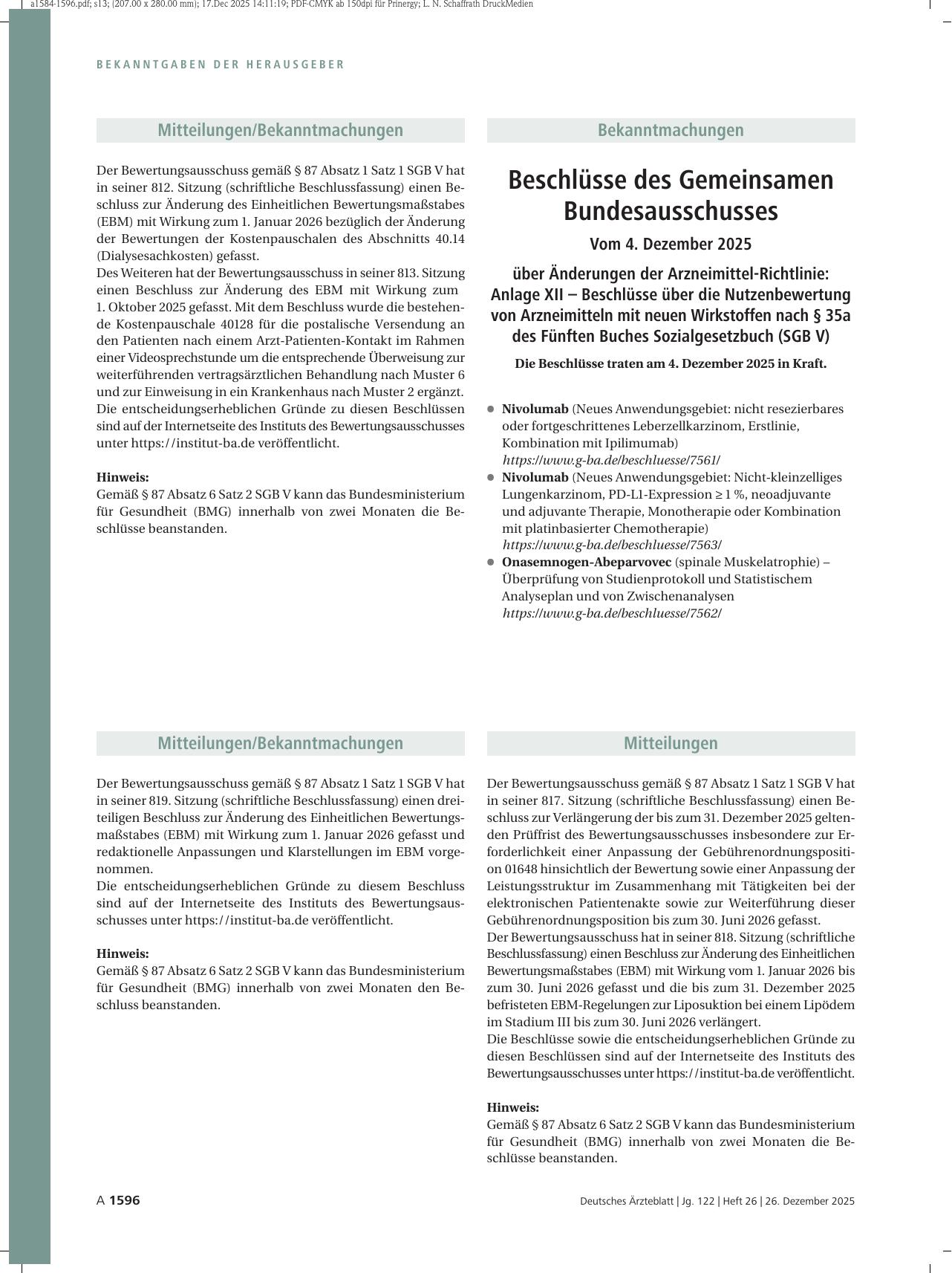 Vorschauseite 1: Mitteilungen/Bekanntmachungen