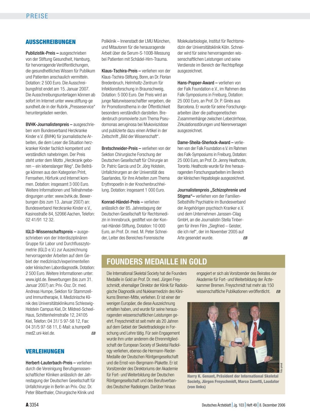 Vorschauseite 1: Founders Medaille in Gold