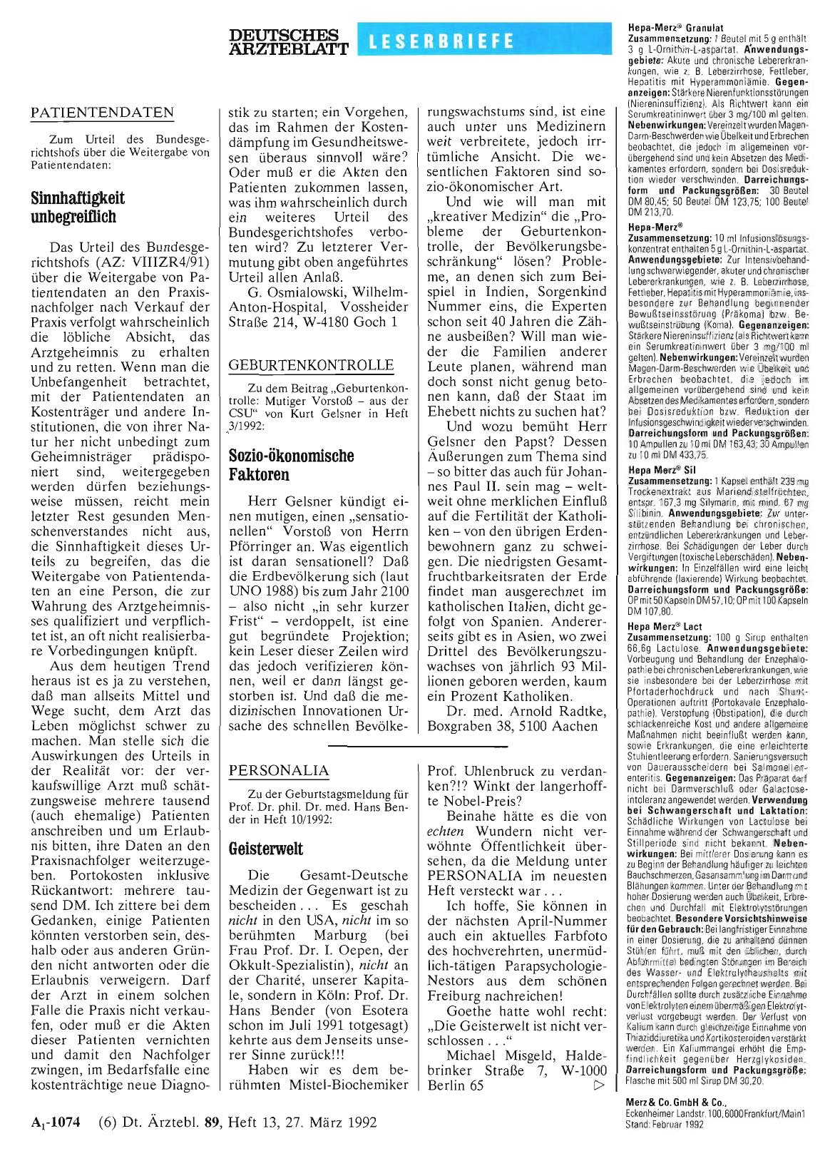 Vorschauseite 1: PATIENTENDATEN: Sinnhaftigkeit unbegreiflich