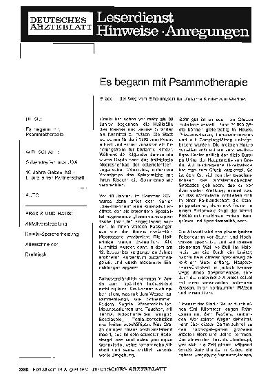 Vorschauseite 1: Es begann mit Psammotherapie