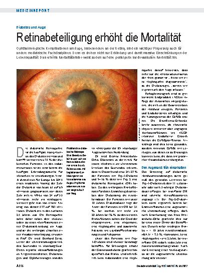 Vorschauseite 1: Diabetes und Auge: Retinabeteiligung erhöht die Mortalität