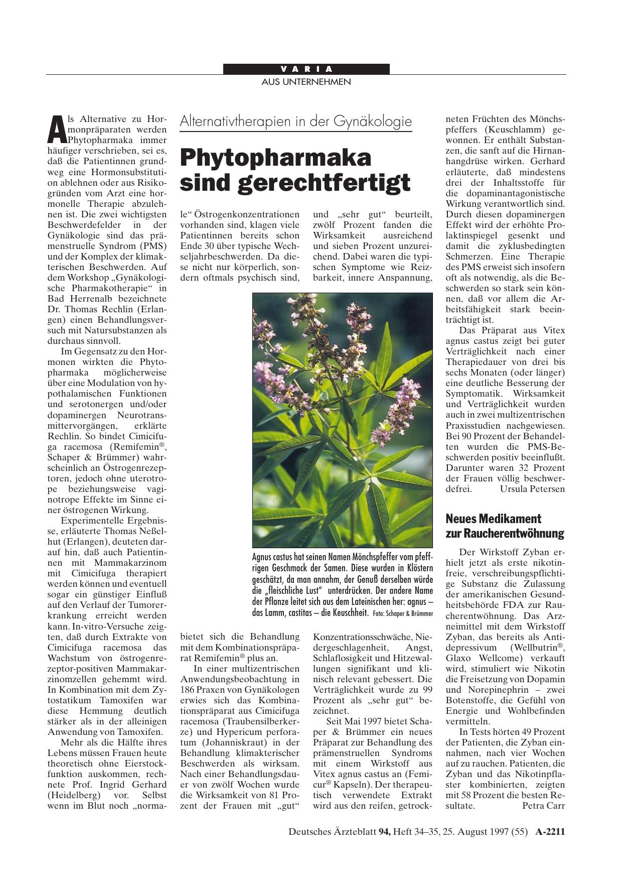 Vorschauseite 1: Alternativtherapien in der Gynäkologie: Phytopharmaka sind gerechtfertigt