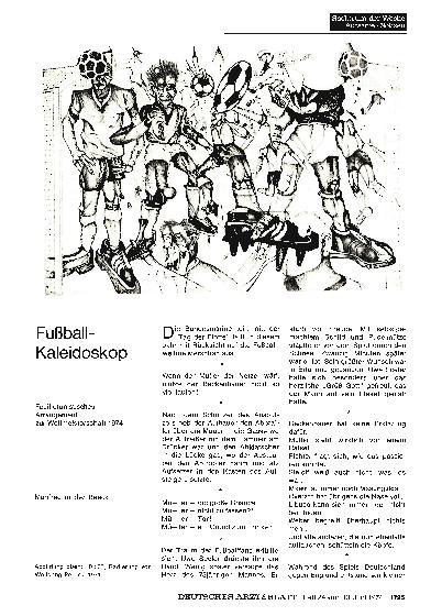 Vorschauseite 1: Fußball-Kaleidoskop: Feuilletonistisches Arrangement zur Weltmeisterschaft 1974