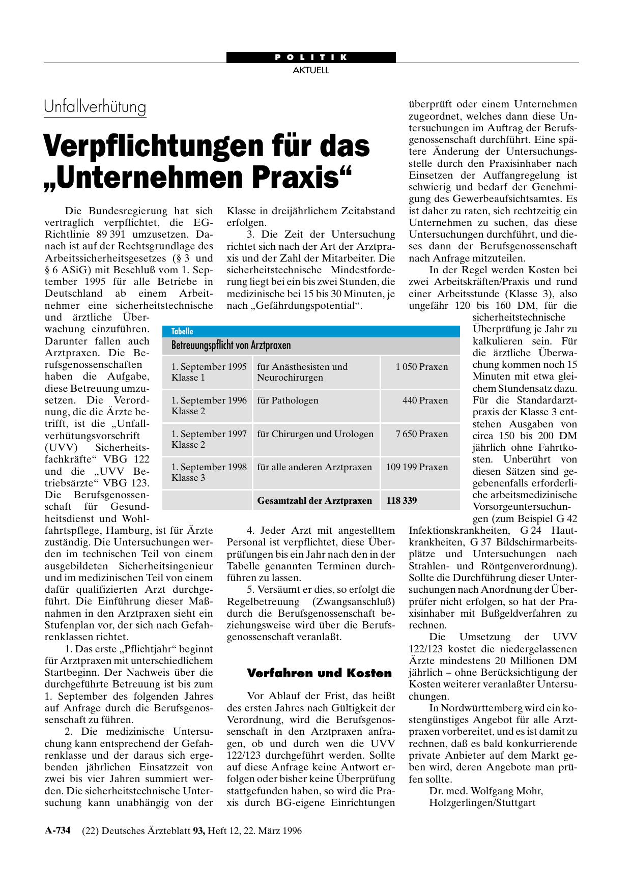 Vorschauseite 1: Unfallverhütung: Verpflichtungen für das „Unternehmen Praxis“