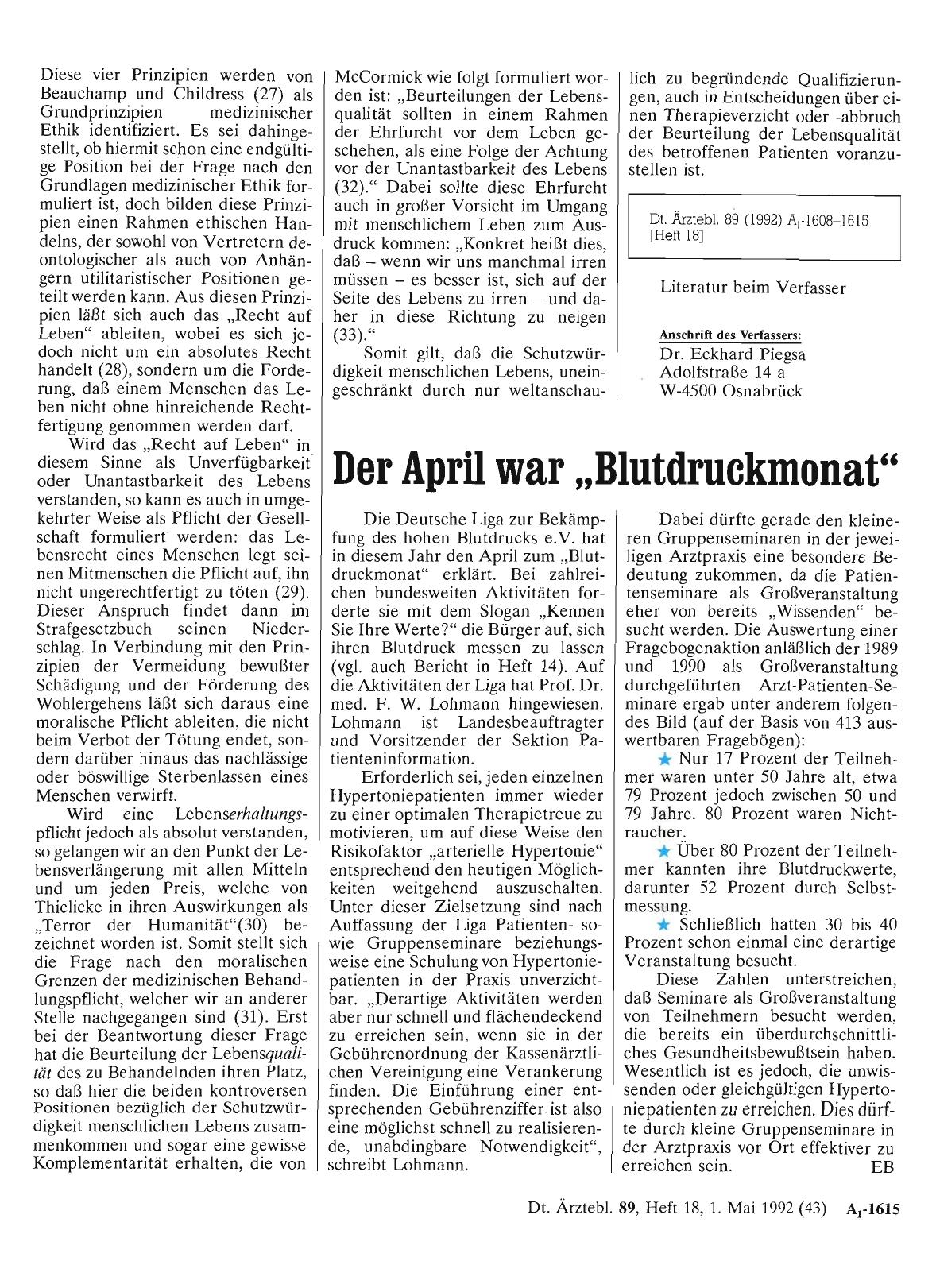 Vorschauseite 1: Der April war „Blutdruckmonat“