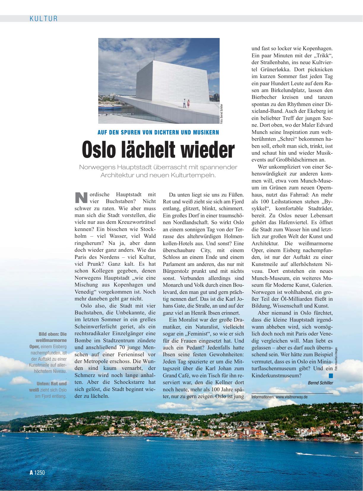 Vorschauseite 1: Auf den Spuren von Dichtern und Musikern: Oslo lächelt wieder