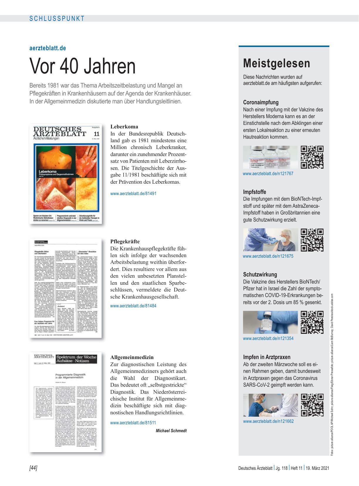 Vorschauseite 1: aerzteblatt.de: Vor 40 Jahren