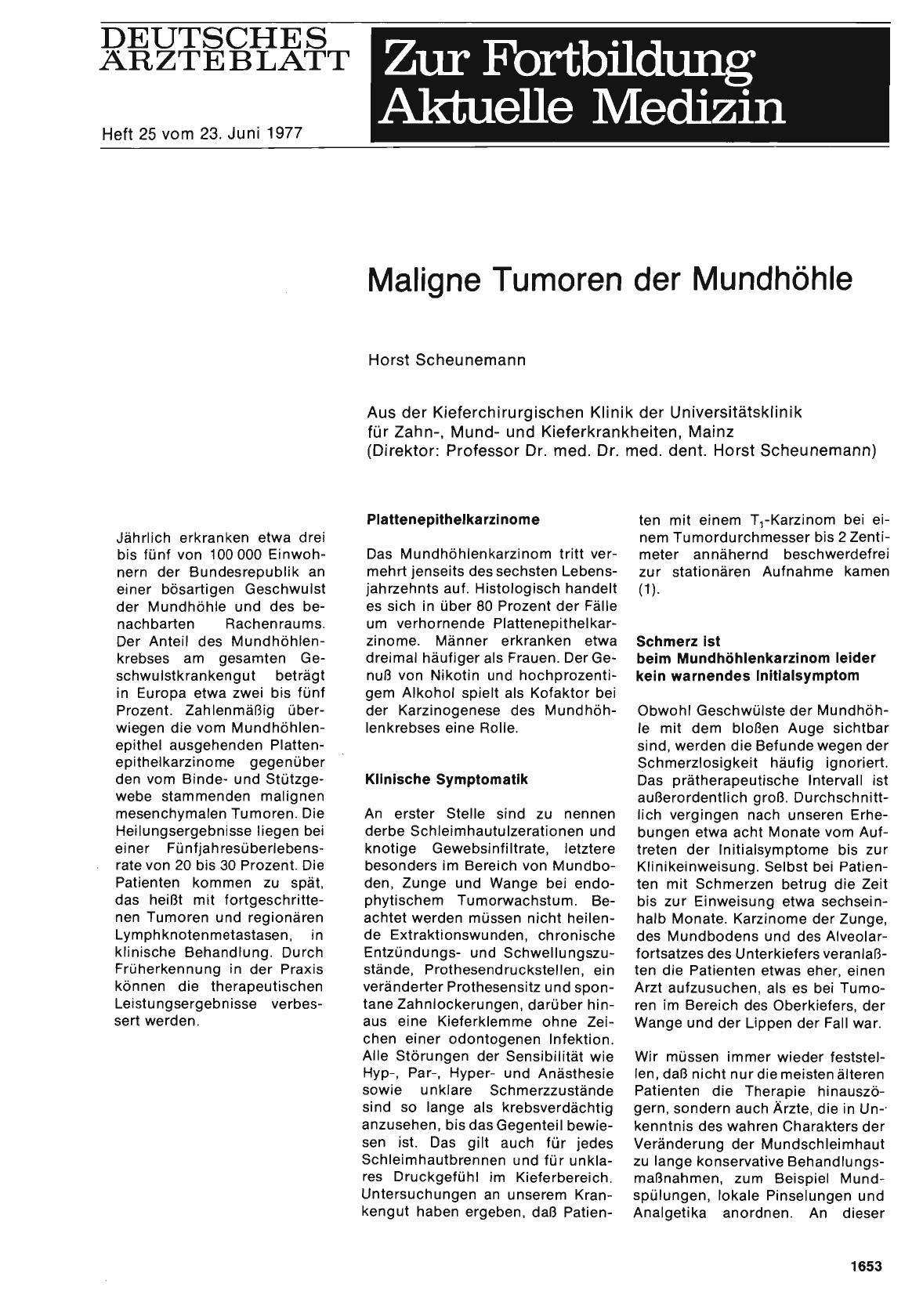 Vorschauseite 1: Karzinomserie: Maligne Tumoren der Mundhöhle
