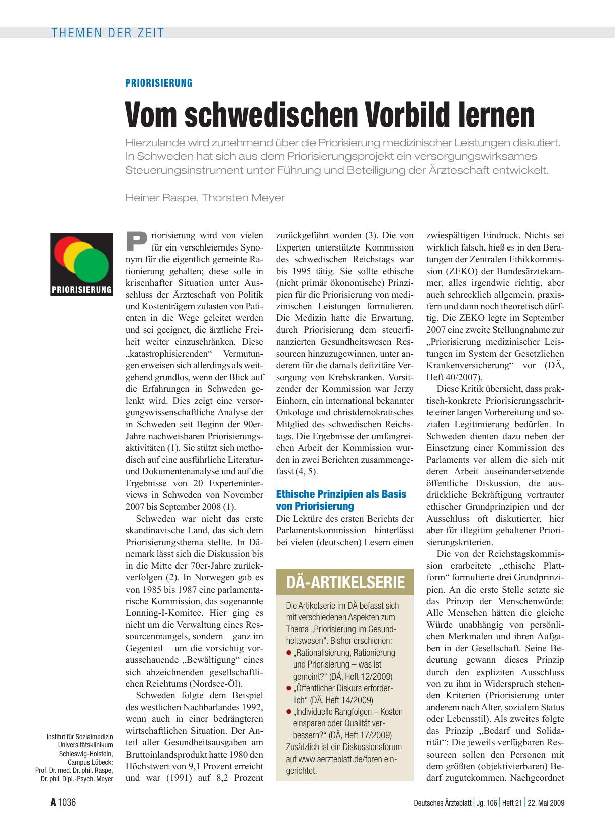 Vorschauseite 1: Priorisierung: Vom schwedischen Vorbild lernen